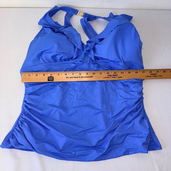 Lauren Ralph Lauren Sky Blue Ruffle Halter Tankini Top Plus Size 20W new - Picture 9 of 10